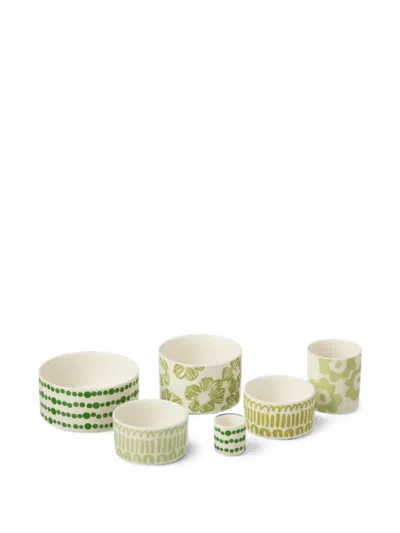 J-line Patterned Ceramic Appetizer Set (set Of Six) In Neutral
