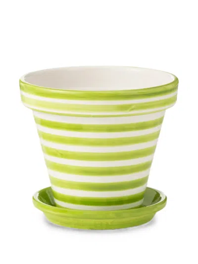 J-line Striped Flowerpot In Green
