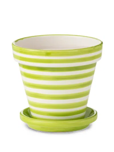 J-line Striped Flowerpot In Green
