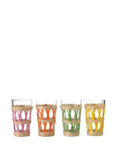 J-line Woven-sleeve Drinking Glasses (set Of Four) In Neutral