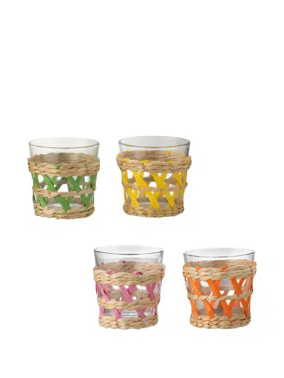 J-line Woven-sleeve Glasses (set Of Four) In Neutral