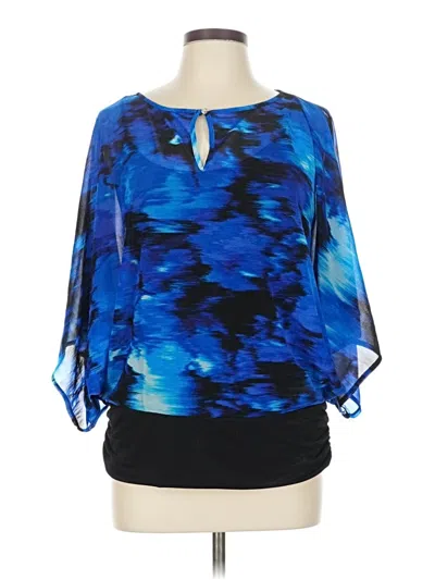 Pre-owned Jlo By Jennifer Lopez 3/4 Sleeve Blouse In Blue
