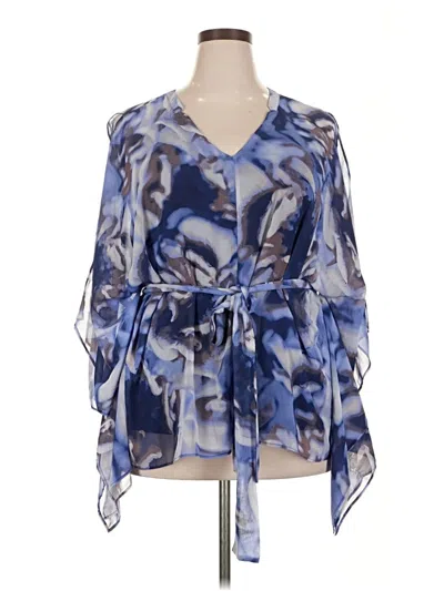 Pre-owned Jlo By Jennifer Lopez 3/4 Sleeve Blouse In Blue