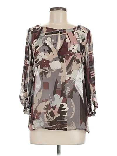 Pre-owned Jlo By Jennifer Lopez 3/4 Sleeve Blouse In Brown