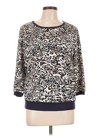 Pre-owned Jlo By Jennifer Lopez 3/4 Sleeve Top Silver Animal Print Pattern Boatneck Tops