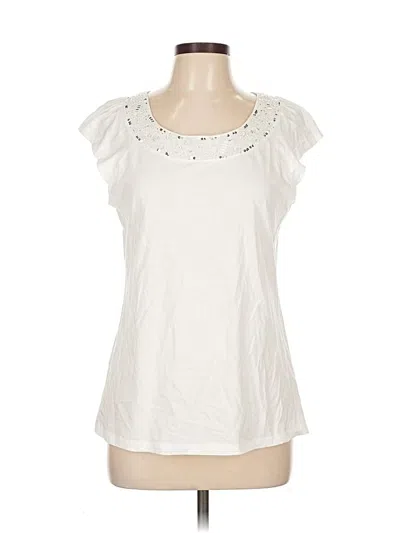Pre-owned Jlo By Jennifer Lopez Short Sleeve Top Ivory Sweetheart Neckline Tops In White
