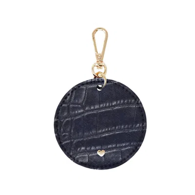 Jlr London Blue Luxe Croc Arlo Circle Keyring - Navy