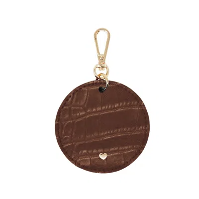 Jlr London Brown Luxe Croc Arlo Circle Keyring - Tan