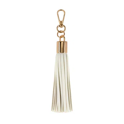 Jlr London Luxe Vegan Leather Tassel Keyring - White