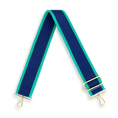 Jlr London Women's Blue Luxe Green & Navy Stripe Bag Strap