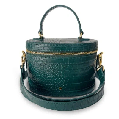 Jlr London Women's Green Vegan Leather Croc Aspen Circle Bag - Emerald