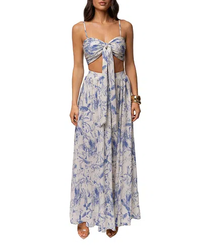 Jluxlabel Abstract Blooming Garden Skirt Set In Blue