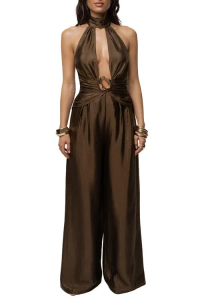 Jluxlabel Accent Jumpsuit In Brown