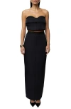 Jluxlabel Addyson Quilted Strapless Crop Top & Column Maxi Skirt Set In Black
