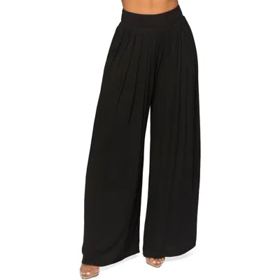 Jluxlabel After Sunset Pleated Wide Leg Pants In Black