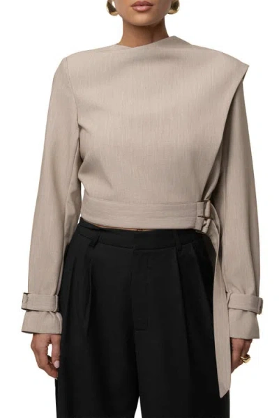 Jluxlabel Aligned Scarf Top In Brown