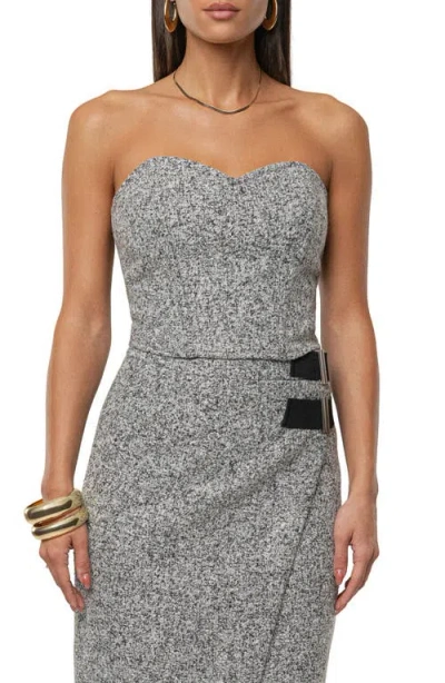 Jluxlabel All You Need Strapless Tweed Top In Gray