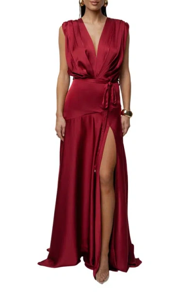 Jluxlabel Amalia Satin Maxi Dress In Red
