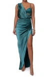 Jluxlabel Anastacia Bustier Satin Gown In Green