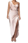 Jluxlabel Anastacia Bustier Satin Gown In Pink