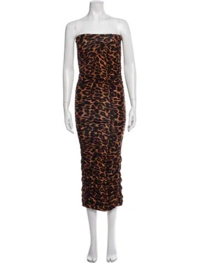 Pre-owned Jluxlabel Animal Print Midi Length Dress In Orange