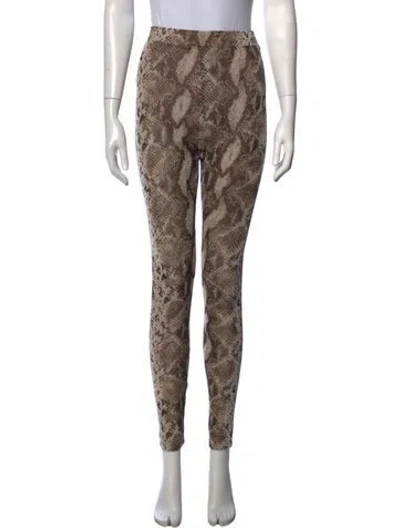 Pre-owned Jluxlabel Animal Print Skinny Leg Pants In Brown