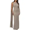 Jluxlabel Aniza Drape Long Sleeve Maxi Dress In Gray