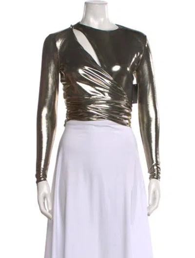 Pre-owned Jluxlabel Asymmetrical Long Sleeve Top In Gold