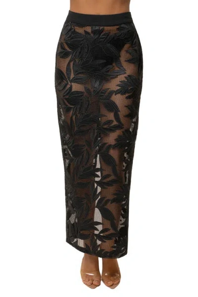 Jluxlabel Bali Nights Embroidered Skirt In Black