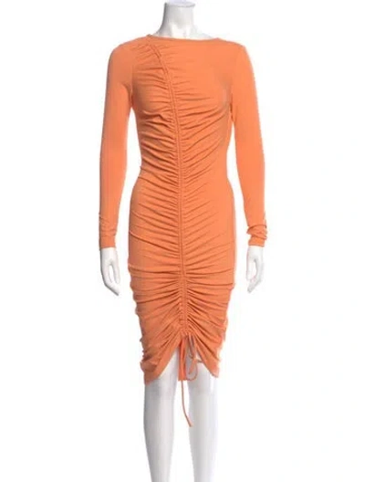 Pre-owned Jluxlabel Bateau Neckline Knee-length Dress In Orange