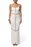 Jluxlabel Belted Sleeveless Rib Maxi Dress In White