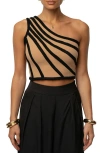 Jluxlabel Braided One-shoulder Crop Top In Black