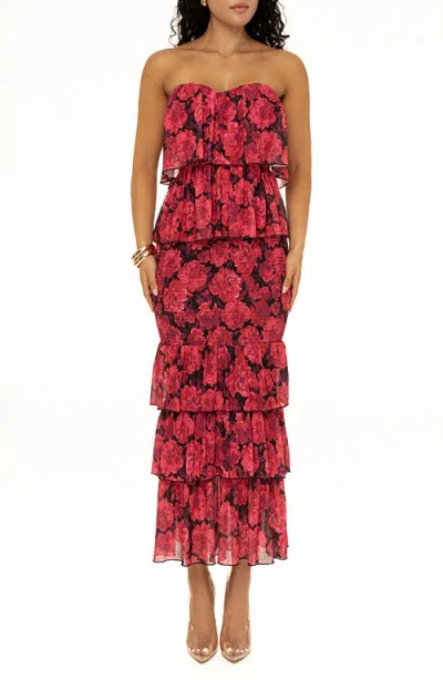 Jluxlabel Casablanca Floral Tiered Ruffle Dress In Pink | ModeSens