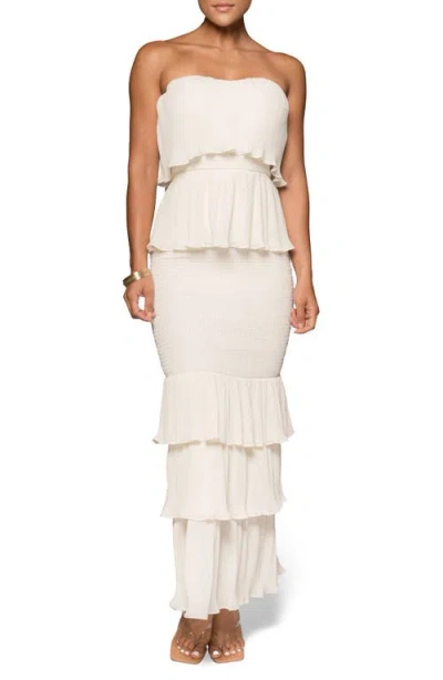 Jluxlabel Casablanca Stapless Tiered Ruffle Dress In White