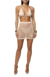 Jluxlabel Cascade Open Stitch Miniskirt In Neutral