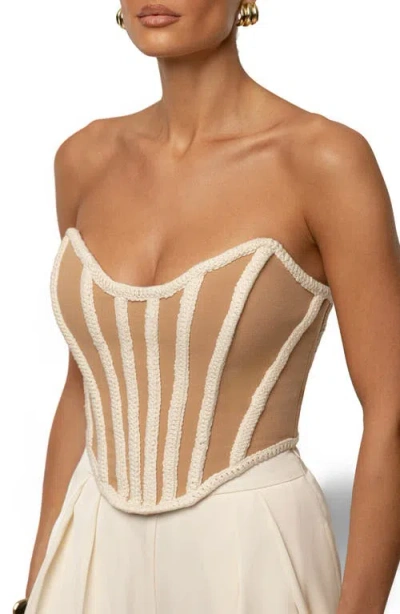 Jluxlabel Cassis Braided Boning Lace-up Corset Top In White