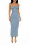 white christmas dresses Buttercream Denim Krishna One Shoulder Maxi Dress