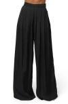 Jluxlabel Clara Pleated Wide Leg Trousers In Black
