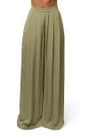 Jluxlabel Clara Pleated Wide Leg Trousers In Green