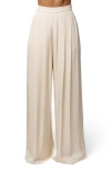 Jluxlabel Clara Pleated Wide Leg Trousers In Neutral