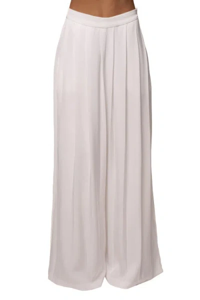 Jluxlabel Clara Wide Leg Pleated Trousers In White
