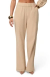 Jluxlabel Coastal Tide Cotton One-shoulder Top & Wide Leg Pants Set In Brown
