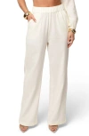 Jluxlabel Coastal Tide Cotton One-shoulder Top & Wide Leg Pants Set In White