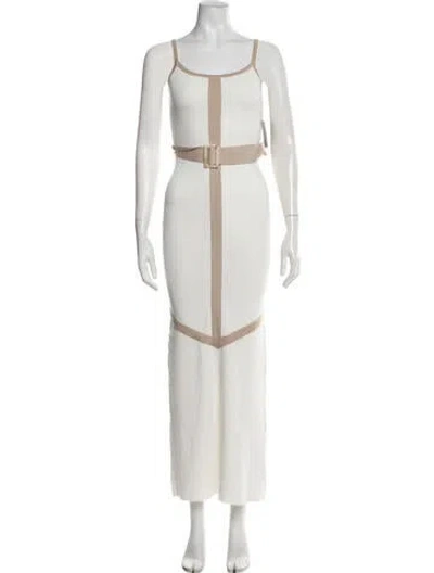 Pre-owned Jluxlabel Colorblock Pattern Long Dress In Neutrals