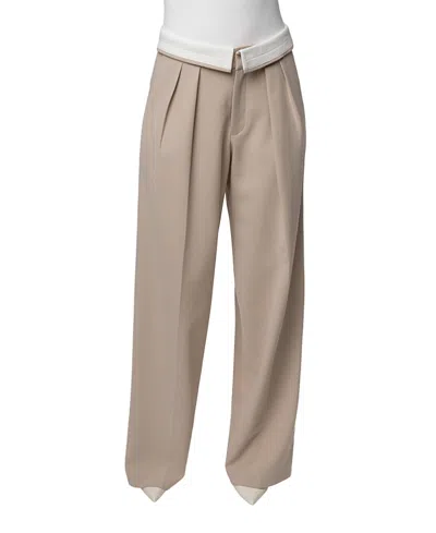 Jluxlabel Beige Command Pleat Trouser In Neutral