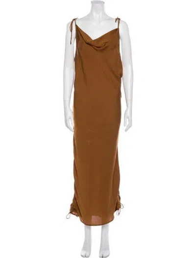 Pre-owned Jluxlabel Cowl Neck Long Dress In Brown