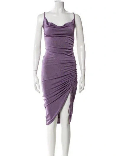 Pre-owned Jluxlabel Cowl Neck Midi Length Dress In Purple