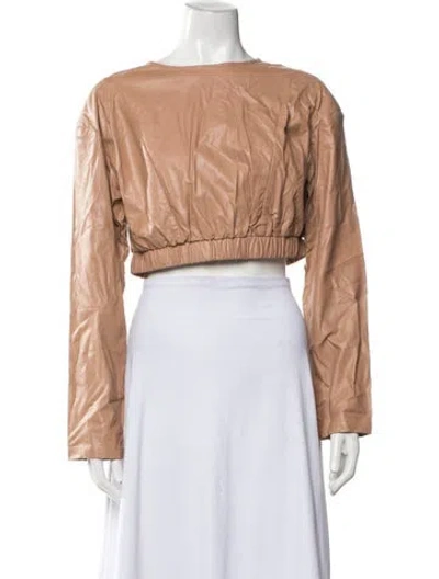 Pre-owned Jluxlabel Crew Neck Long Sleeve Crop Top In Neutrals