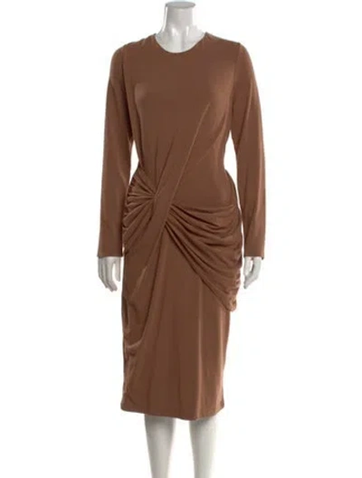 Pre-owned Jluxlabel Crew Neck Midi Length Dress In Brown