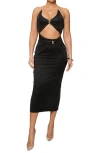 Jluxlabel Cutout Chain Halter Midi Dress In Black